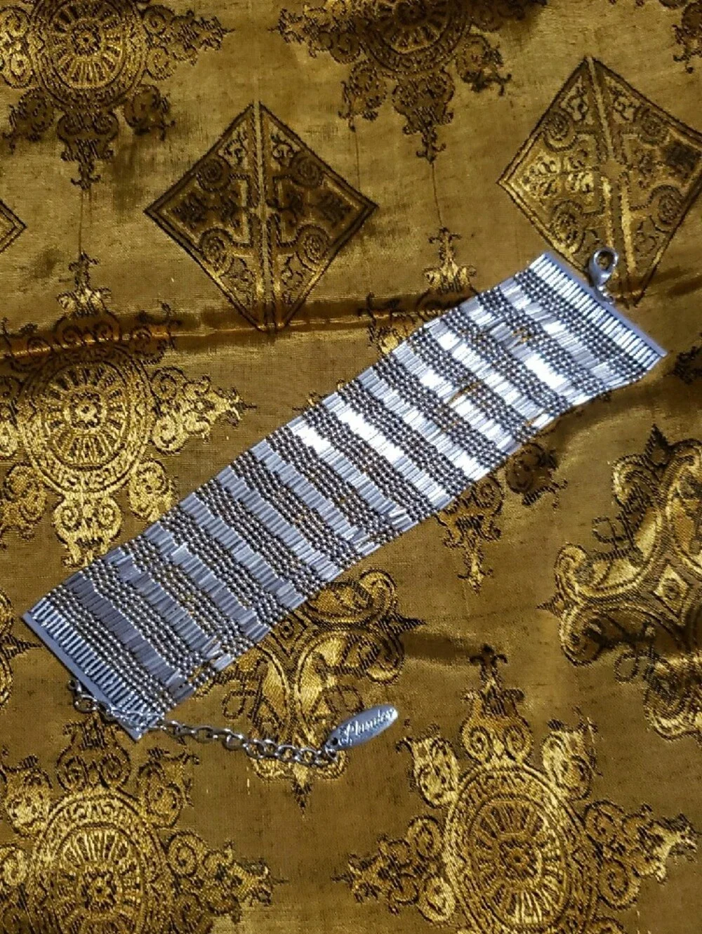 NWT-Plunder Silver Toned Beaded Wide Bracelet